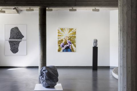 Ausstellungsansicht mit Arbeiten von Jaana Caspary und Jan-Luka Schmitz; Foto: Jennifer Braun